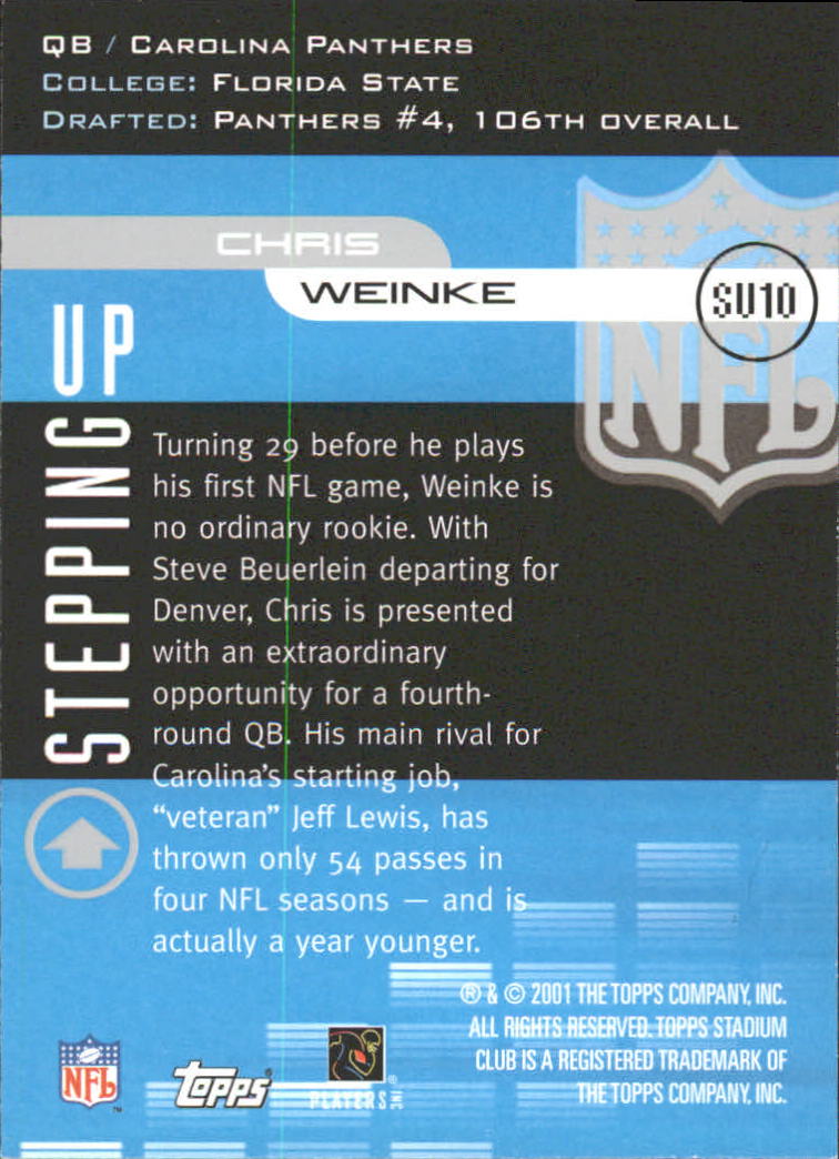 2001 Stadium Club Stepping Up #SU10 Chris Weinke back image
