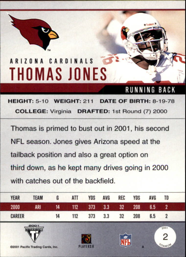 2001 Titanium #2 Thomas Jones back image