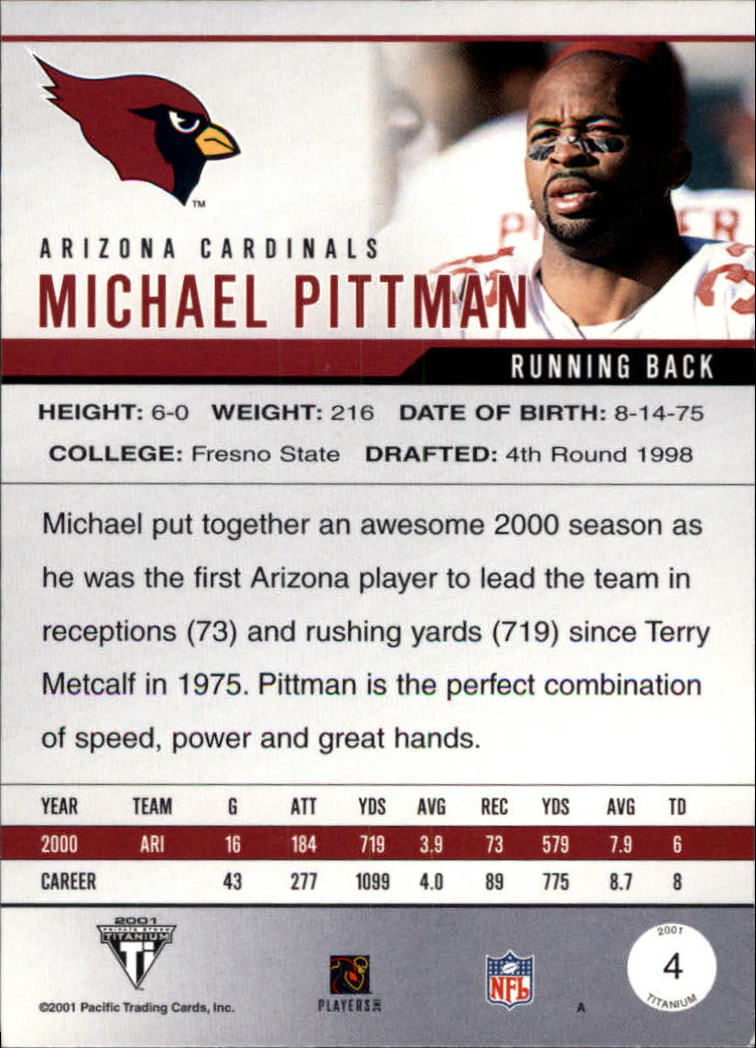 2001 Titanium #4 Michael Pittman back image