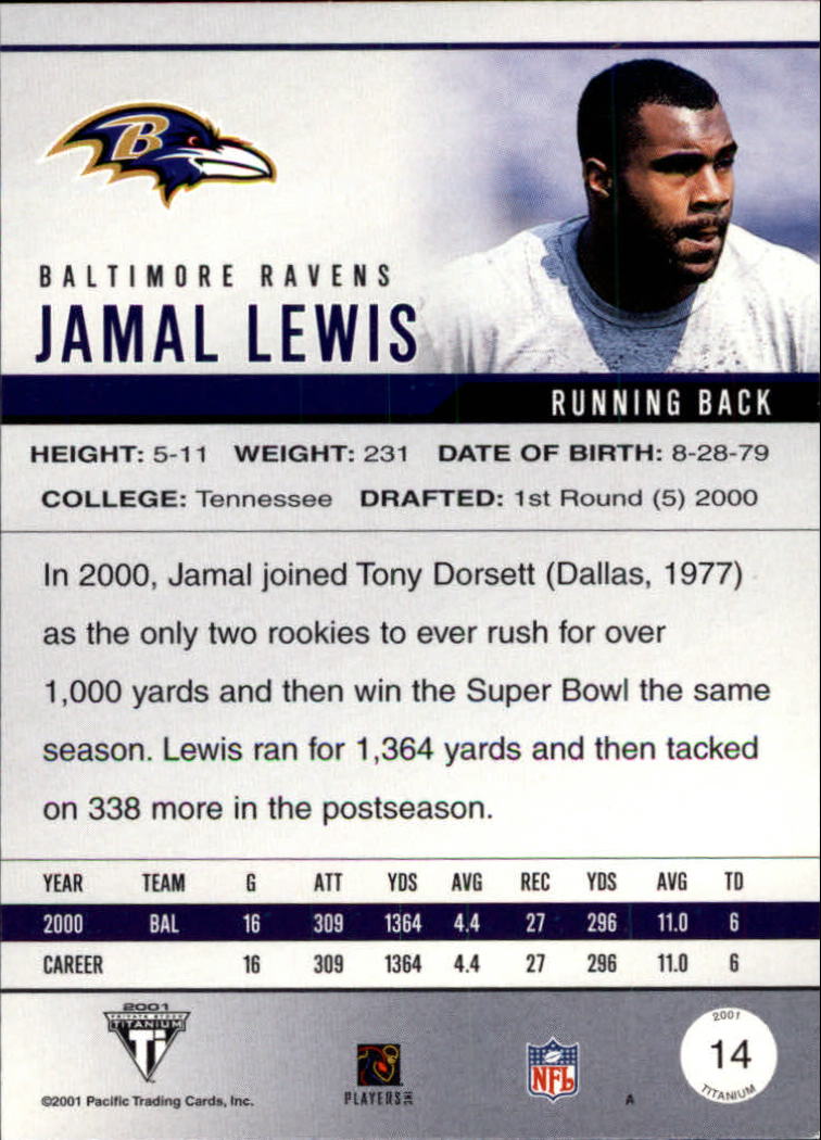 2001 Titanium #14 Jamal Lewis back image
