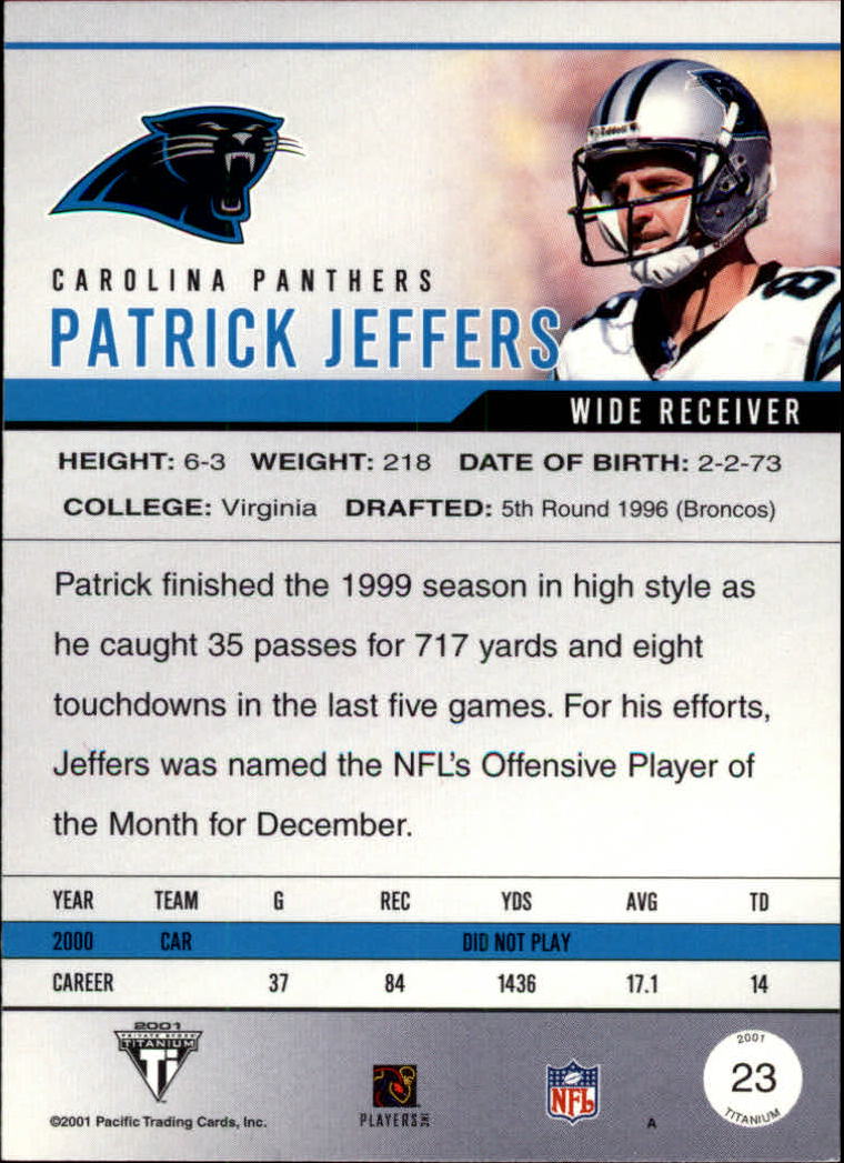 2001 Titanium #23 Patrick Jeffers back image
