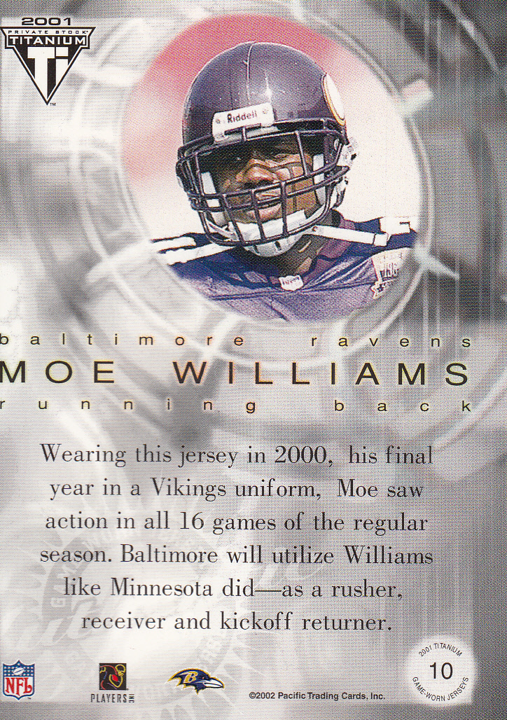 2001 Titanium Post Season Jerseys #10 Moe Williams back image