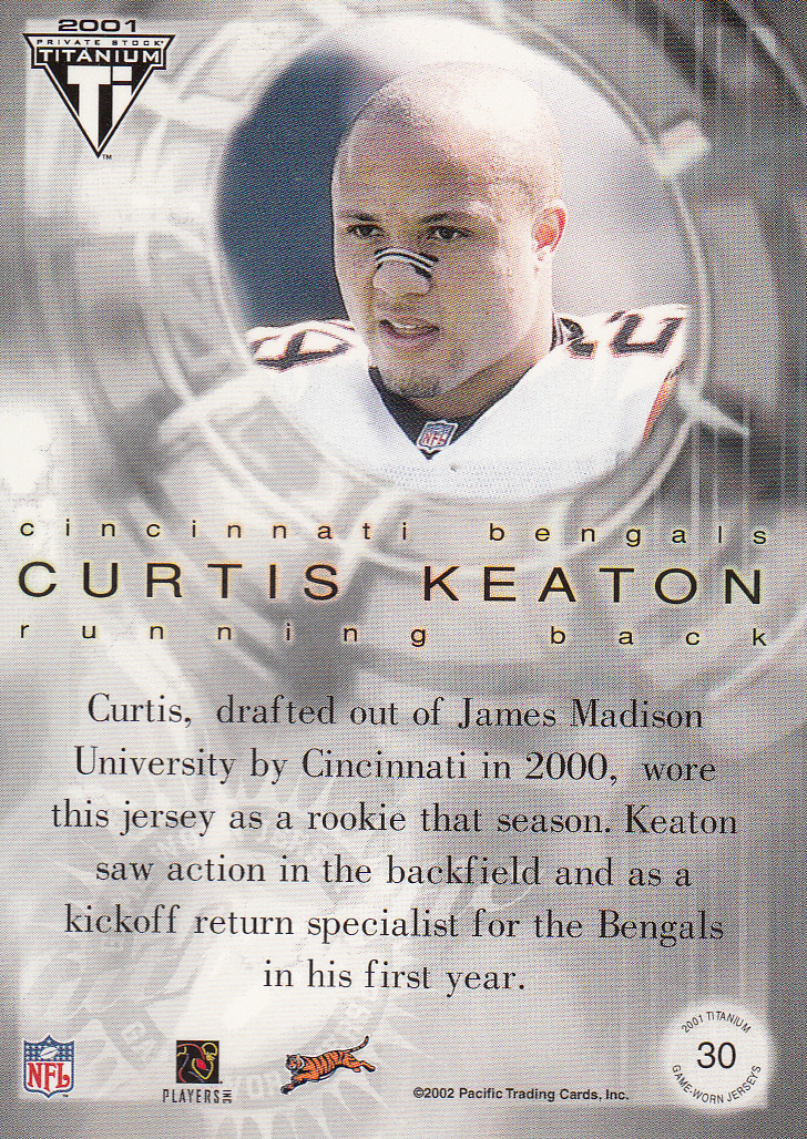 2001 Titanium Post Season Jerseys #30 Curtis Keaton back image