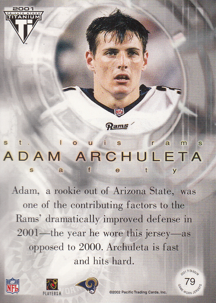 2001 Titanium Post Season Jerseys #79 Adam Archuleta back image