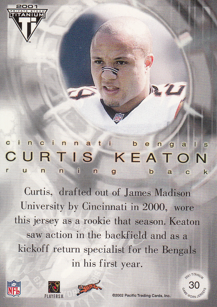 2001 Titanium Post Season Jersey Patches #30 Curtis Keaton/244 back image