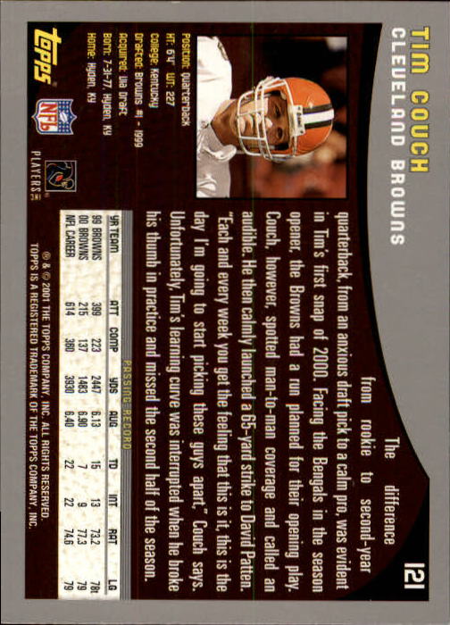 2001 Topps #121 Tim Couch back image