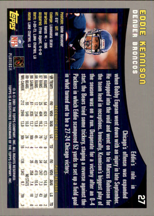 2001 Topps Collection #27 Eddie Kennison back image