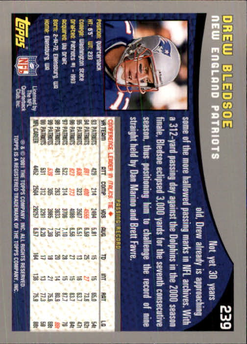 2001 Topps Collection #239 Drew Bledsoe back image