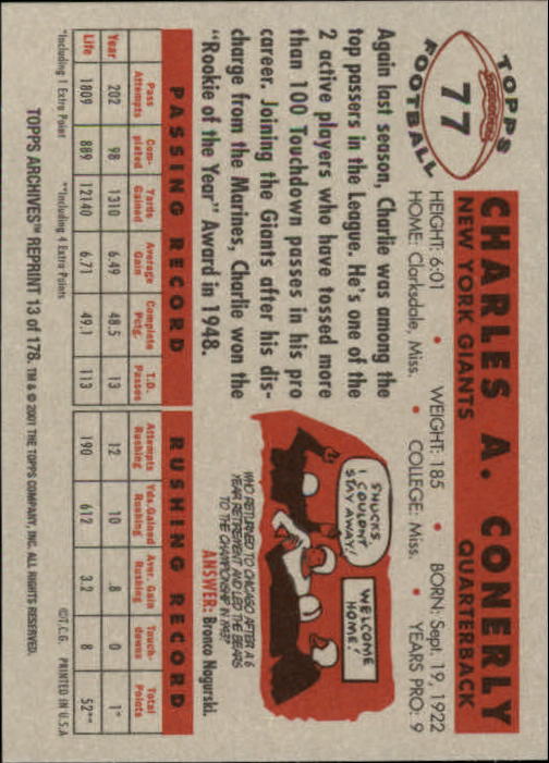 2001 Topps Archives Football Singles - You Choose - Picture 20 of 196