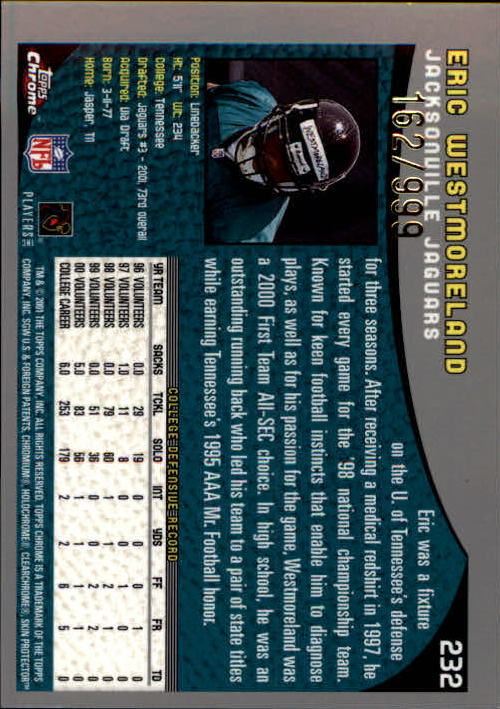 A9106- 2001 Topps Chrome Football Card #s 221-320 -You Pick- 15+ FREE US SHIP - Picture 14 of 173