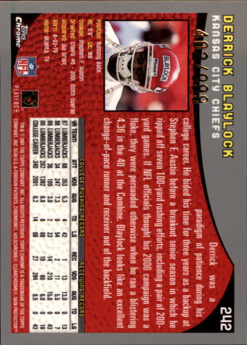 A9106- 2001 Topps Chrome Football Card #s 221-320 -You Pick- 15+ FREE US SHIP - Picture 31 of 173