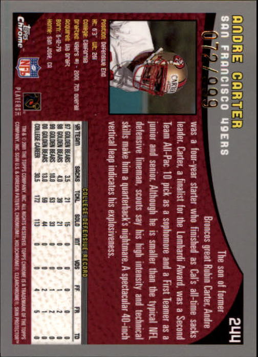 A9106- 2001 Topps Chrome Football Card #s 221-320 -You Pick- 15+ FREE US SHIP - Picture 35 of 173