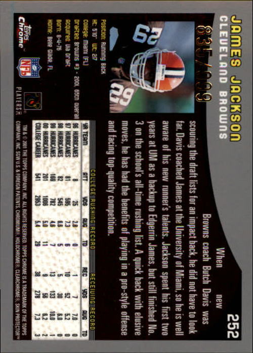 A9106- 2001 Topps Chrome Football Card #s 221-320 -You Pick- 15+ FREE US SHIP - Picture 47 of 173