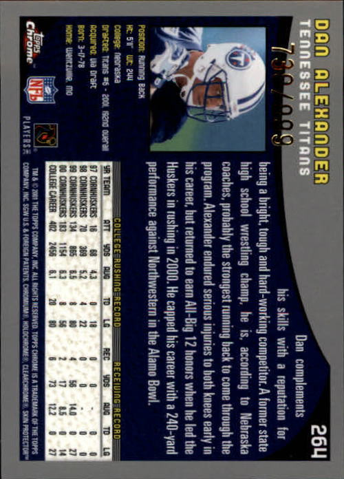 A9106- 2001 Topps Chrome Football Card #s 221-320 -You Pick- 15+ FREE US SHIP - Picture 65 of 173