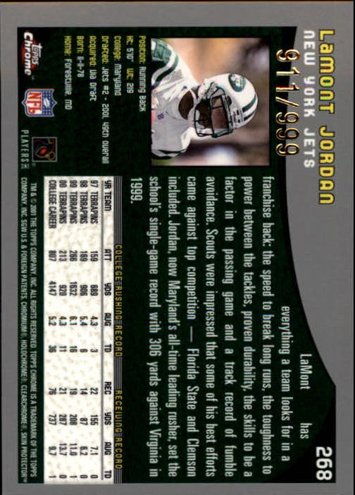 A9106- 2001 Topps Chrome Football Card #s 221-320 -You Pick- 15+ FREE US SHIP - Picture 73 of 173