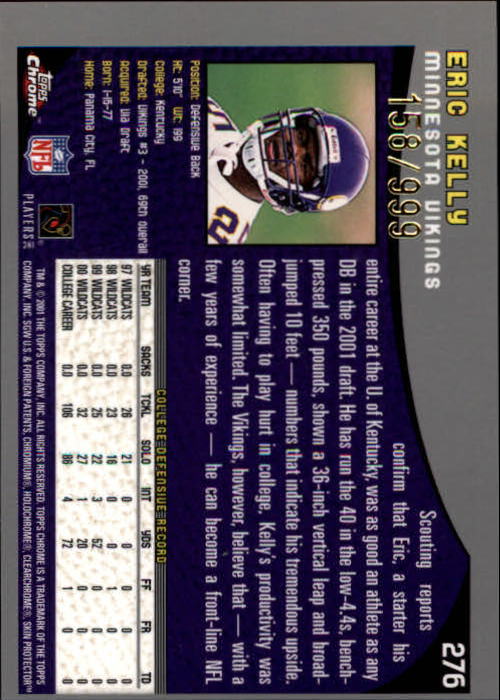 A9106- 2001 Topps Chrome Football Card #s 221-320 -You Pick- 15+ FREE US SHIP - Picture 89 of 173