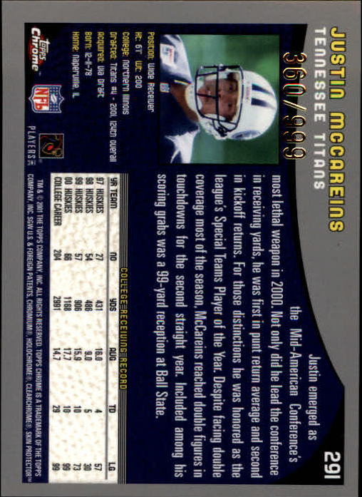 A9106- 2001 Topps Chrome Football Card #s 221-320 -You Pick- 15+ FREE US SHIP - Picture 115 of 173