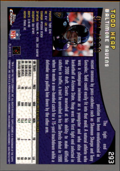 A9106- 2001 Topps Chrome Football Card #s 221-320 -You Pick- 15+ FREE US SHIP - Picture 119 of 173