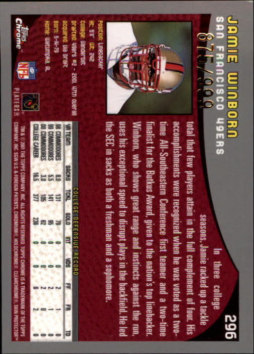 A9106- 2001 Topps Chrome Football Card #s 221-320 -You Pick- 15+ FREE US SHIP - Picture 125 of 173