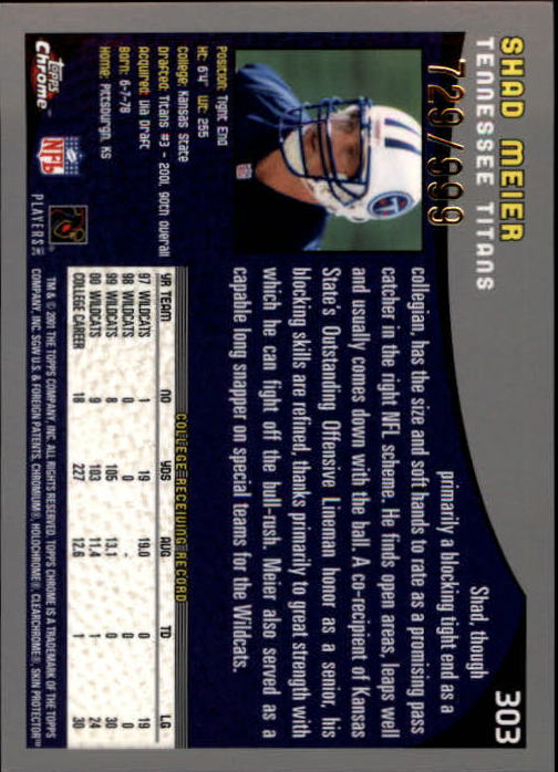 A9106- 2001 Topps Chrome Football Card #s 221-320 -You Pick- 15+ FREE US SHIP - Picture 139 of 173