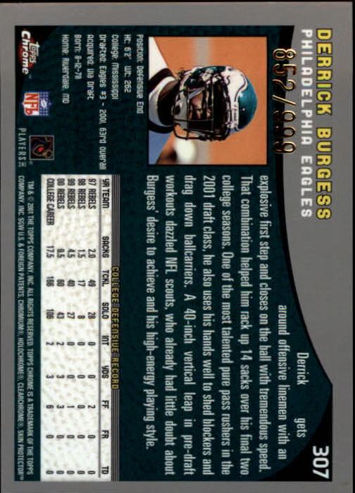 A9106- 2001 Topps Chrome Football Card #s 221-320 -You Pick- 15+ FREE US SHIP - Picture 147 of 173