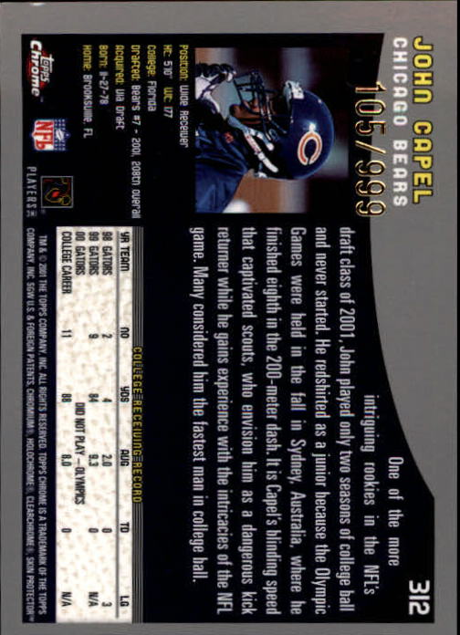 A9106- 2001 Topps Chrome Football Card #s 221-320 -You Pick- 15+ FREE US SHIP - Picture 157 of 173