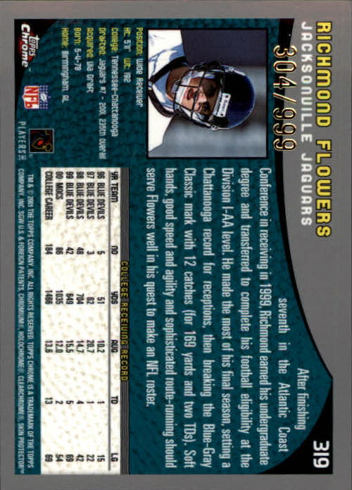 A9106- 2001 Topps Chrome Football Card #s 221-320 -You Pick- 15+ FREE US SHIP - Picture 171 of 173