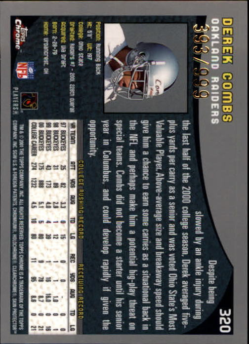 A9106- 2001 Topps Chrome Football Card #s 221-320 -You Pick- 15+ FREE US SHIP - Picture 173 of 173