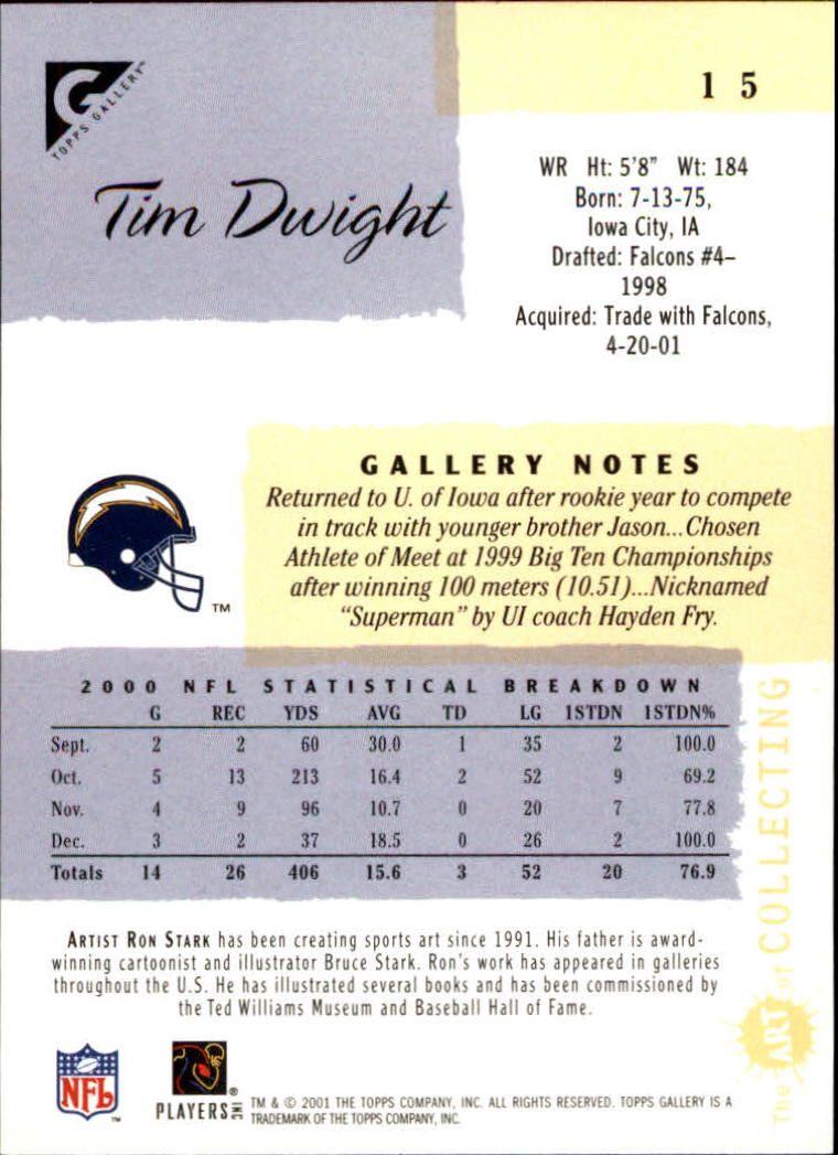 2001 Topps Gallery #15 Tim Dwight back image