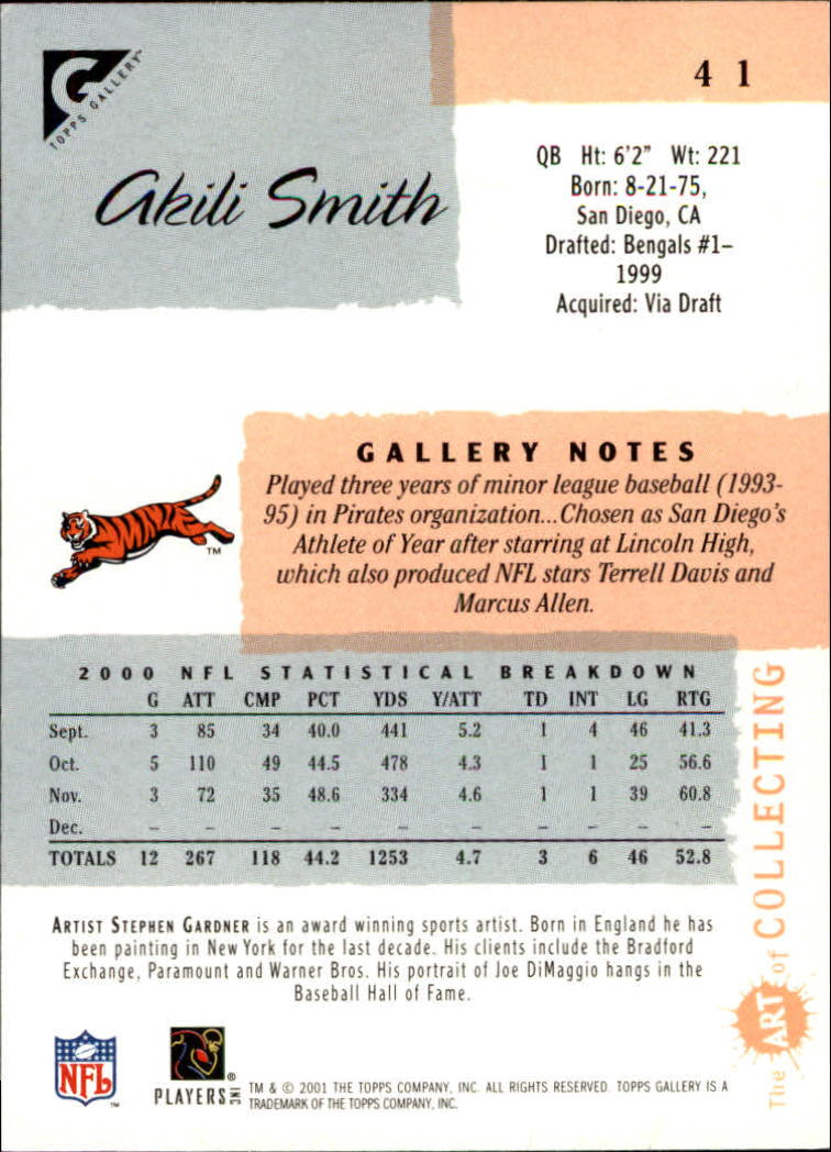 2001 Topps Gallery #41 Akili Smith back image