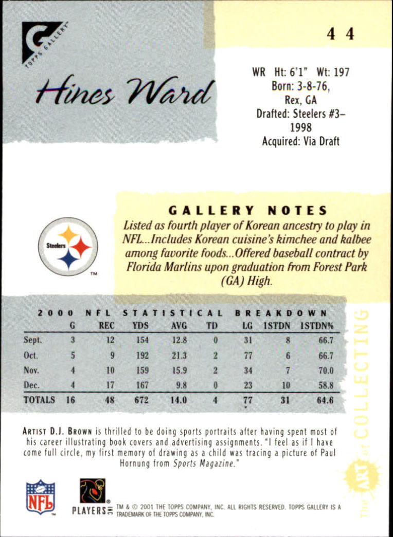 2001 Topps Gallery #44 Hines Ward back image