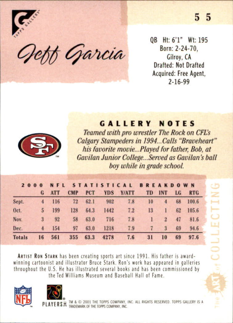 2001 Topps Gallery #55 Jeff Garcia back image
