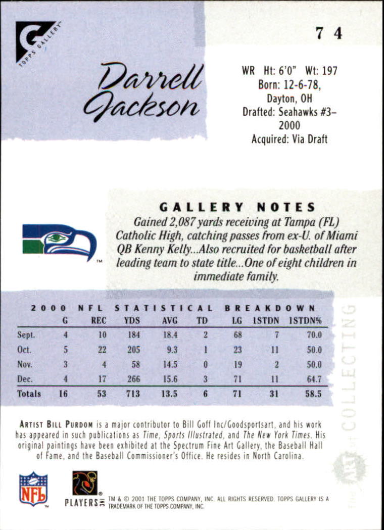 2001 Topps Gallery #74 Darrell Jackson back image