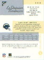 2001 Topps Gallery #103 LaDainian Tomlinson RC back image