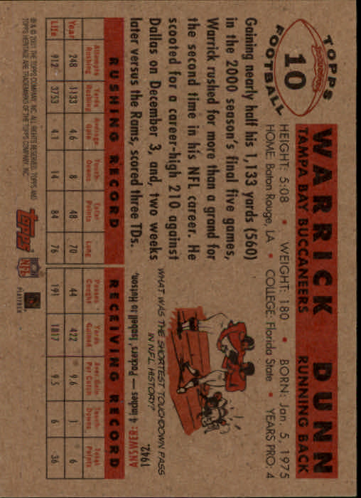 2001 Topps Heritage Football "Main Set" Cards - Picture 15 of 125