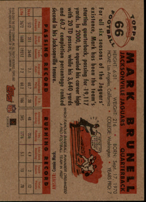 2001 Topps Heritage Football "Main Set" Cards - Picture 83 of 125