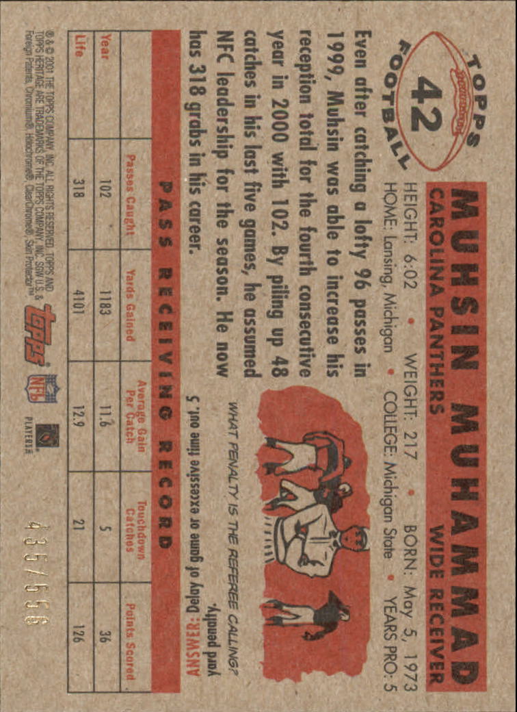 2001 Topps Heritage Retrofractor #42 Muhsin Muhammad /556 - FB