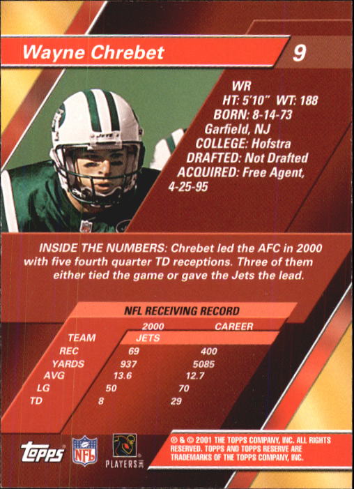 2001 Topps Reserve Football Cards - Picture 9 of 91