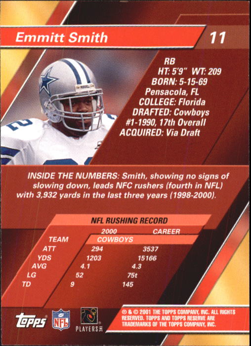 2001 Topps Reserve Football Cards - Picture 11 of 91