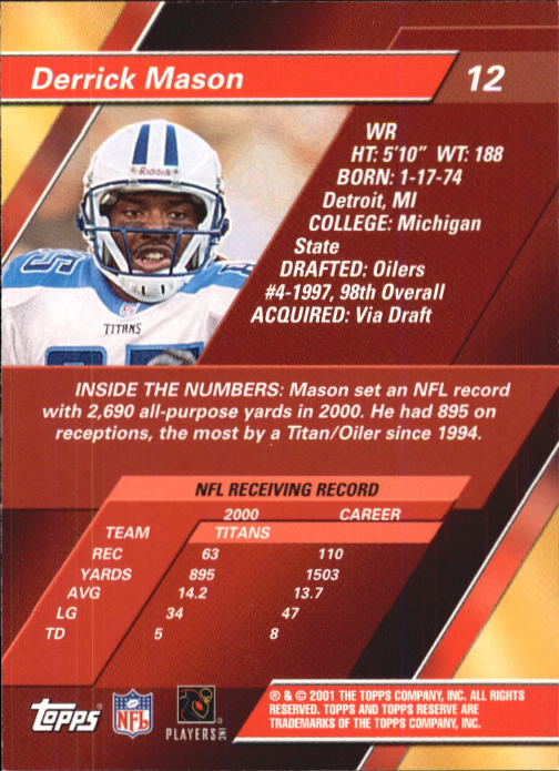 2001 Topps Reserve Football Cards - Picture 13 of 91