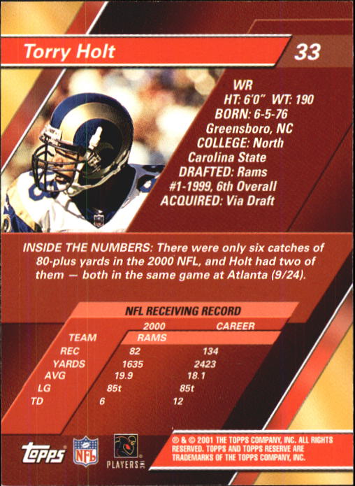 2001 Topps Reserve Football Cards - Picture 23 of 91