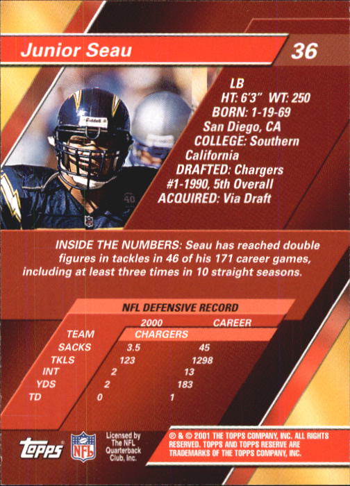 2001 Topps Reserve Football Cards - Picture 25 of 91