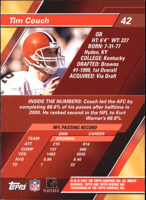 2001 Topps Reserve Football Cards - Picture 29 of 91