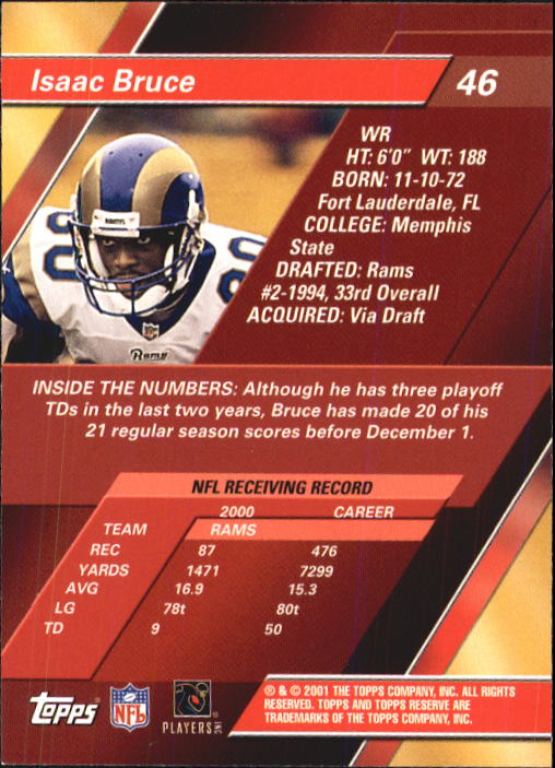 2001 Topps Reserve Football Cards - Picture 35 of 91