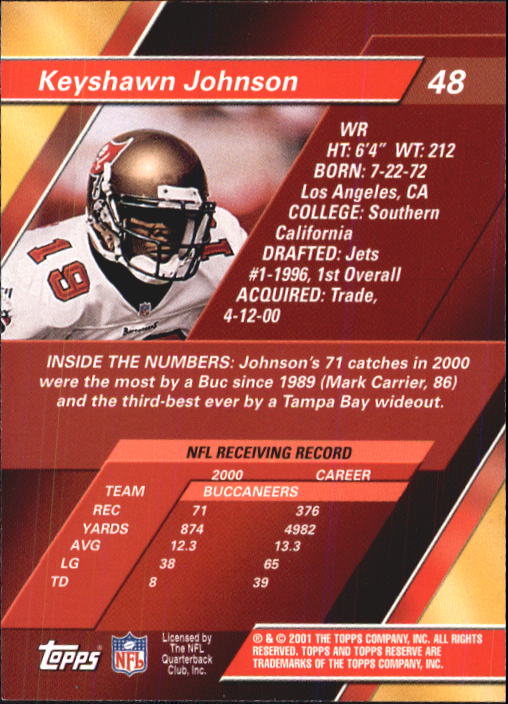 2001 Topps Reserve Football Cards - Picture 37 of 91