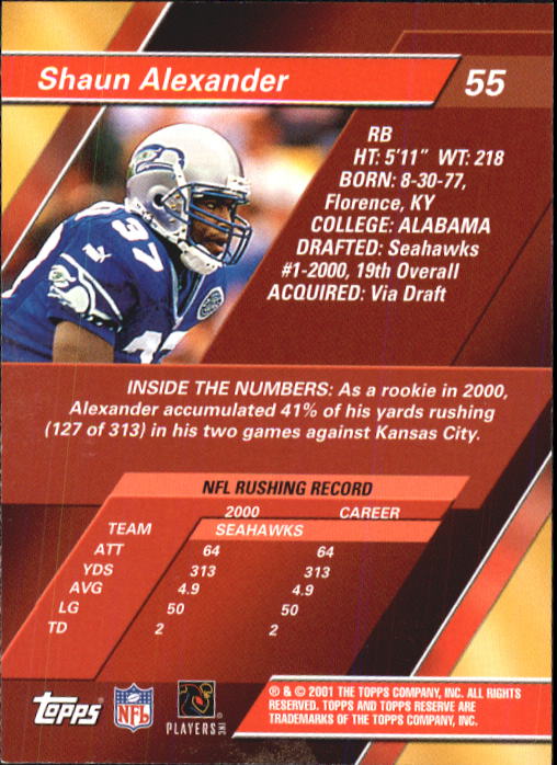 2001 Topps Reserve Football Cards - Picture 43 of 91