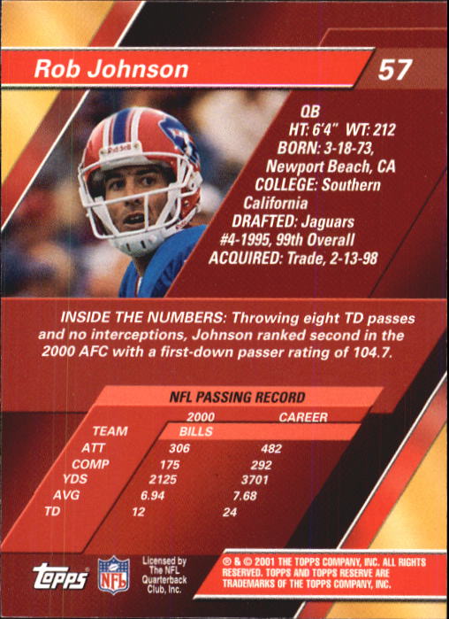 2001 Topps Reserve Football Cards - Picture 45 of 91
