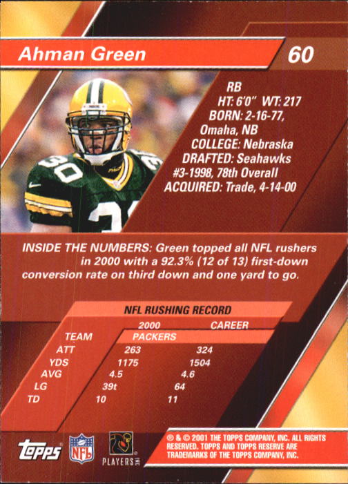 2001 Topps Reserve Football Cards - Picture 47 of 91