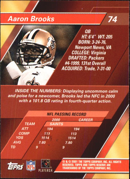 2001 Topps Reserve Football Cards - Picture 59 of 91