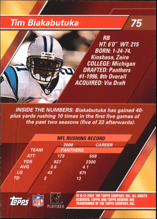 2001 Topps Reserve Football Cards - Picture 61 of 91